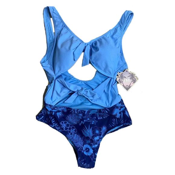YMI Swim Bathing Wear Padded Size Juniors Sexy Back New Blue Large - Picture 1 of 6